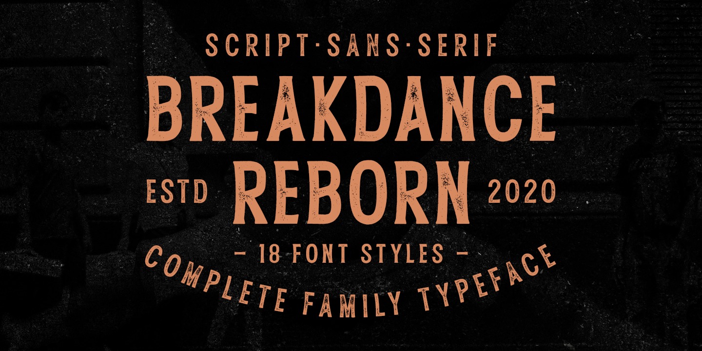 Breakdance Reborn Serif Stamp Oblique Font preview